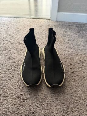 Black Sock Sneakers with Cream Soles